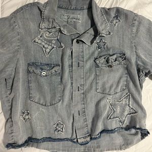 Vintage havana starred jean jacket